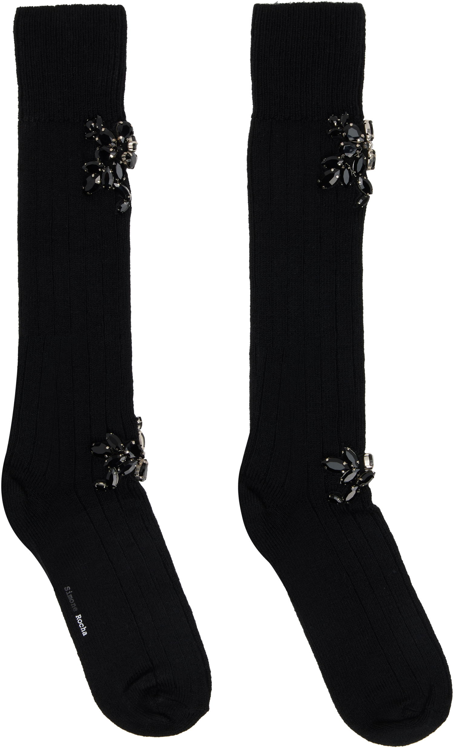 Чорапи Simone Rocha Simone Rocha Embellished Rose Knee Socks Черно | SOCK63B 0634, 0