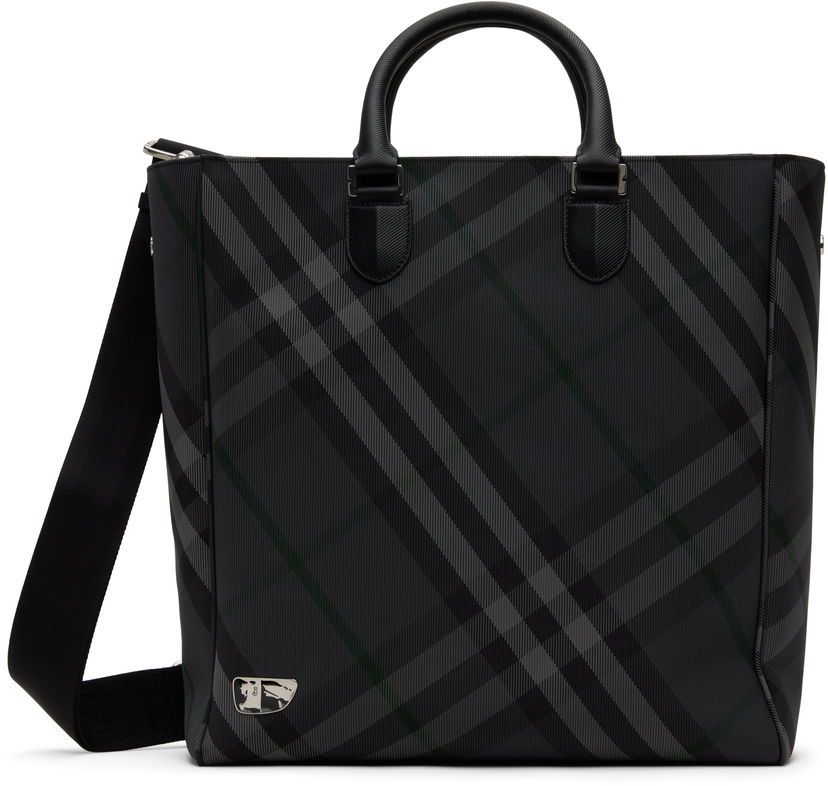 Голяма пазарска чанта Burberry Grid Check Tote Bag Сиво | 8097355