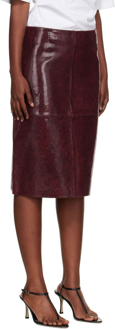 Пола Róhe Róhe Snake Leather Midi Skirt Бургунди | 416-32-166, 1