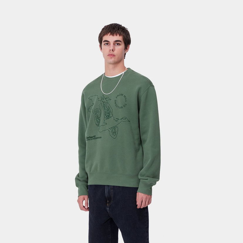 Суитчър Carhartt WIP Graphic Print Crewneck Sweatshirt Зелено | I033938_8