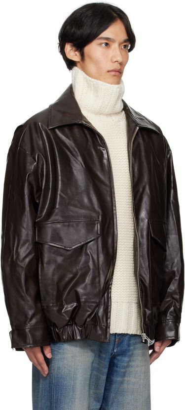 Яке Maison Margiela MM6 Maison Margiela Sports Faux-Leather Jacket Кафяво | SH0AM0065 M35465, 1