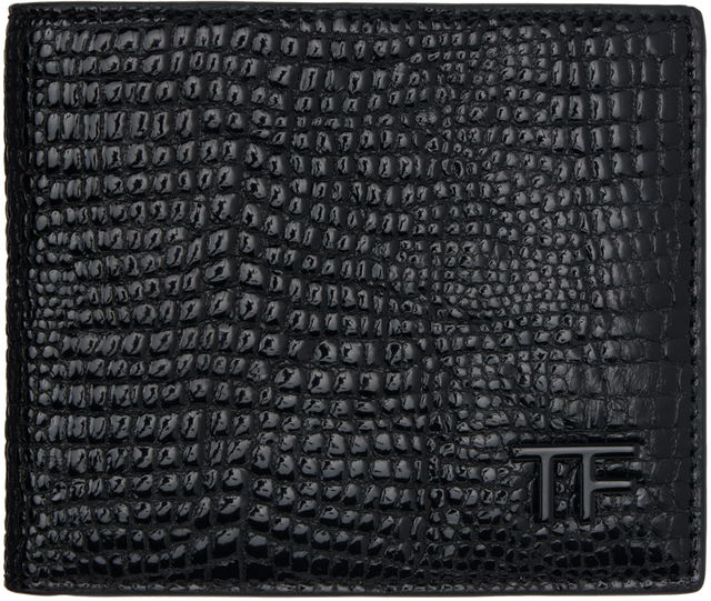 Black Printed Leather T Line Classic Wallet