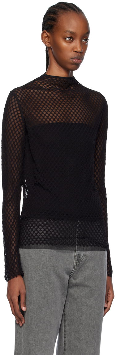 Тениска TOTEME TOTEME Sheer Mock Neck Top Черно | 241-WRT1020-FB0084, 1