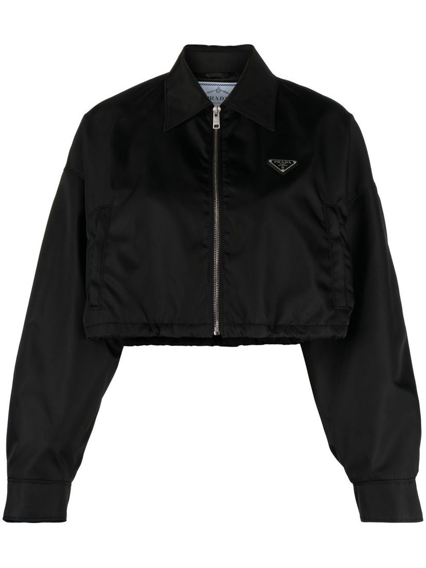 Яке бомбър Prada Cropped Bomber Jacket Черно | 292101S2311WQ8