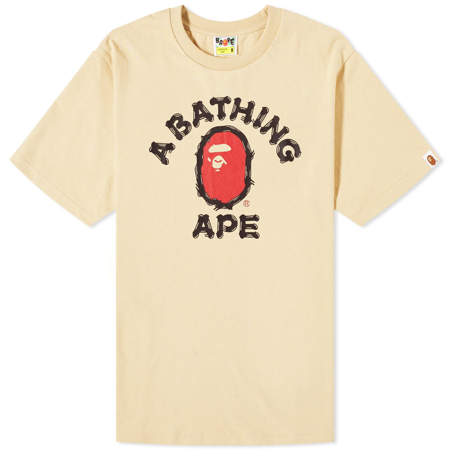 Тениска BAPE A Bathing Ape Men's Brush College T-Shirt Beige Бежово | 001TEJ801056M-BGE, 0
