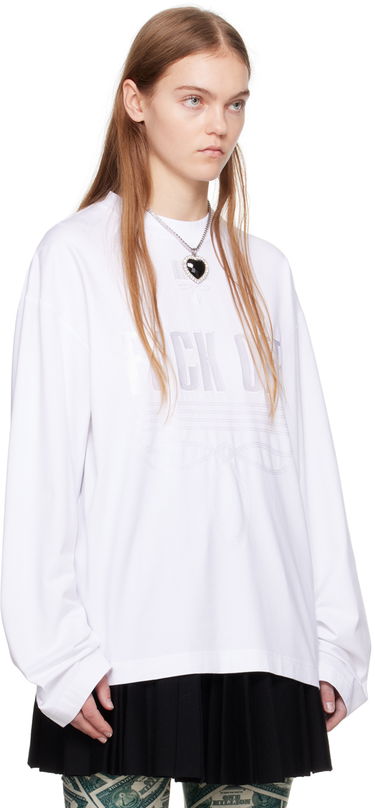 Пуловер VETEMENTS VTMNTS Embroidered Long Sleeve T-Shirt Бяло | VL20LS120W, 1