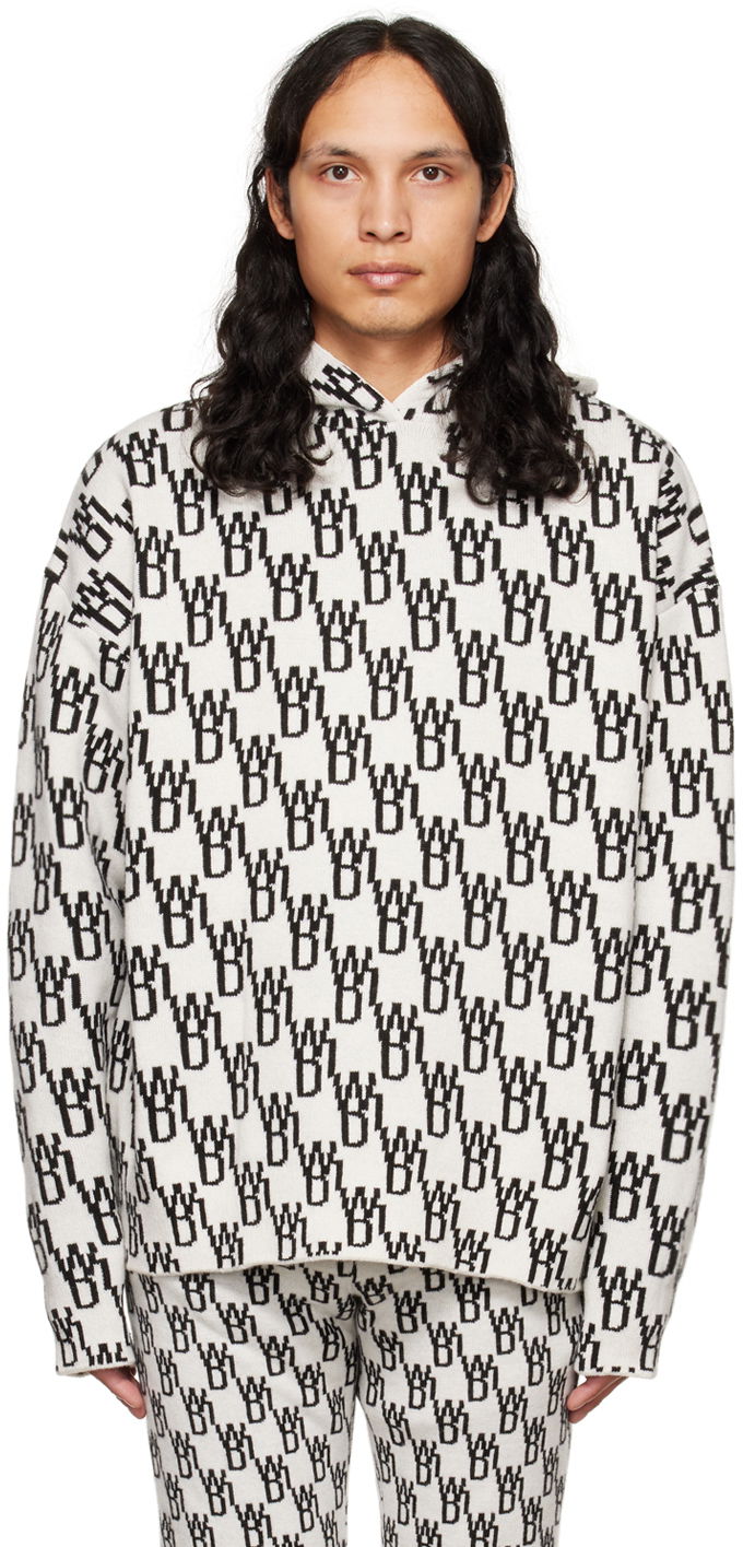 Пуловер We11done We11done Graphic Print Hoodie Бяло | WD-KT3-22-628-U-IV, 0