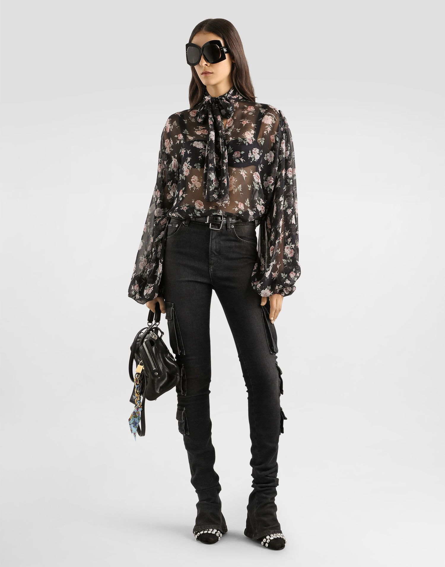 Риза Dolce & Gabbana Vintage Rose-print Chiffon Top Многоцветен | F7BL0TIS10RHN5XQ, 1