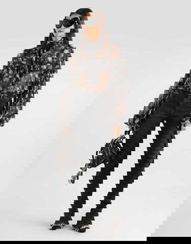 Риза Dolce & Gabbana Vintage Rose-print Chiffon Top Многоцветен | F7BL0TIS10RHN5XQ, 1