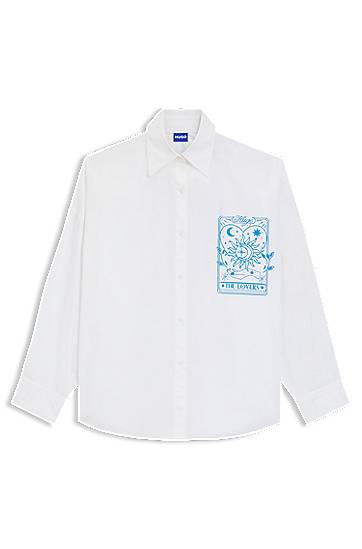Oversized-fit Blouse in Cotton with Tarot Prints
