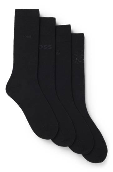 Чорапи BOSS Four-pack of regular-length socks with branding Черно | 50547928, 0