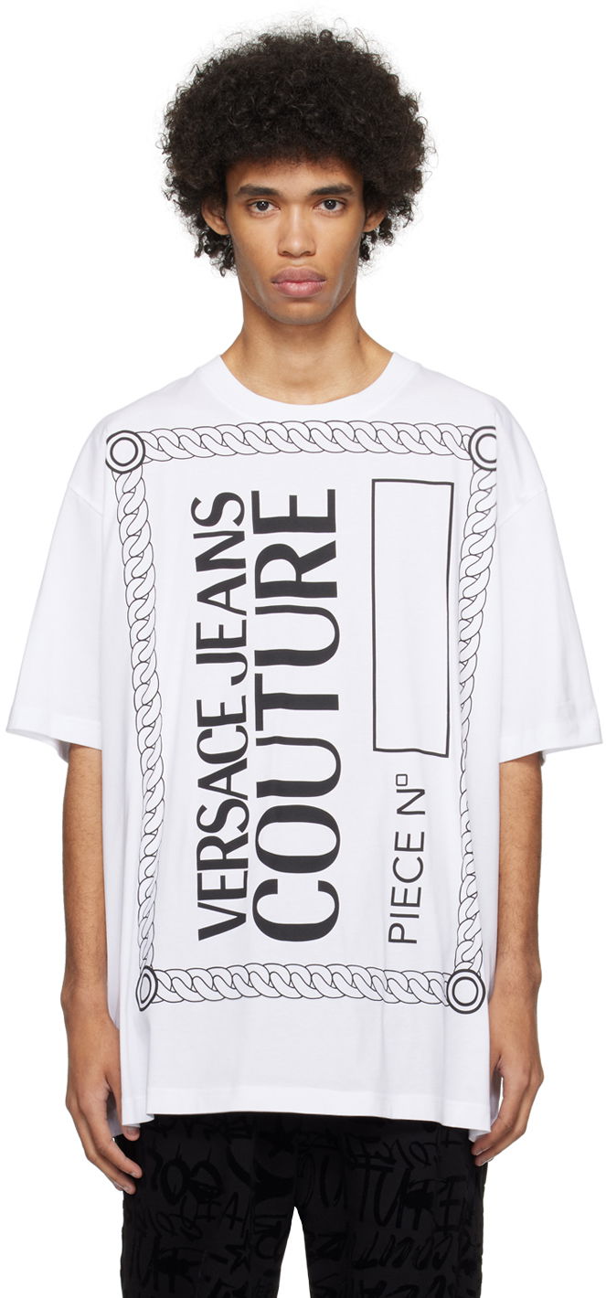 Тениска Versace Jeans Couture Piece No T-Shirt Бяло | E76GAHE04_ECJ00E