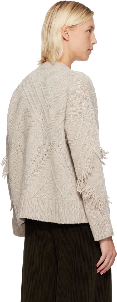 Пуловер Max Mara Weekend Max Mara Stallo V-Neck Fringe Knit Cardigan Бежово | 2525346052600, 2