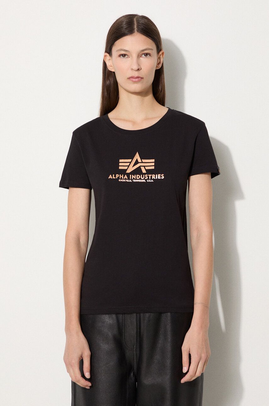 Тениска Alpha Industries New Basic T-shirt With Print Черно | 196051FP.365, 0