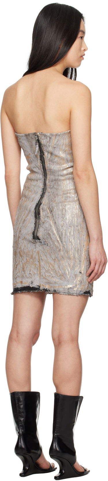 Pокля Rick Owens Rick Owens Hollywood Prong Denim Minidress Металик | RP01E7531 SGMC, 2