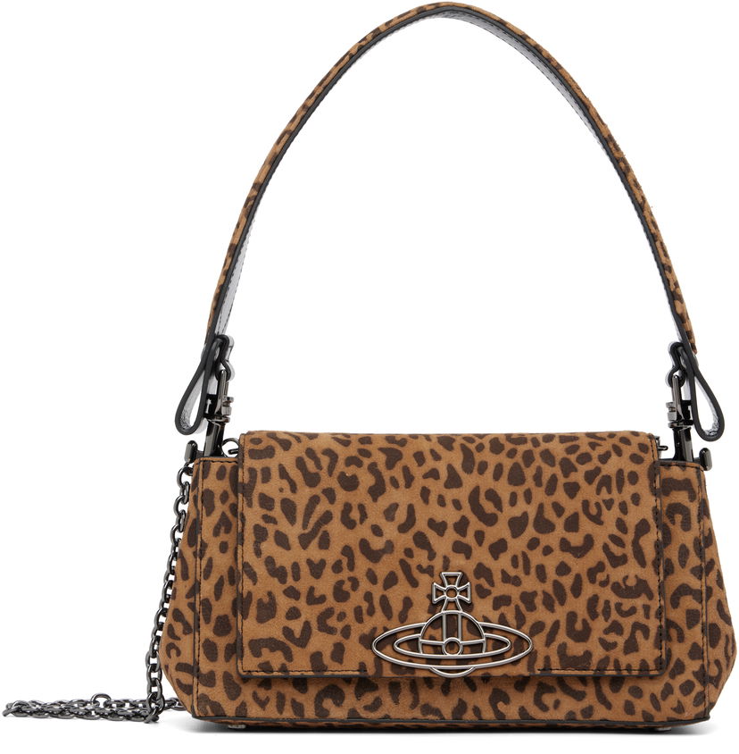 Чанта през рамо Vivienne Westwood Printed Suede Hazel Medium Bag Кафяво | 4602000LW-L00BY-