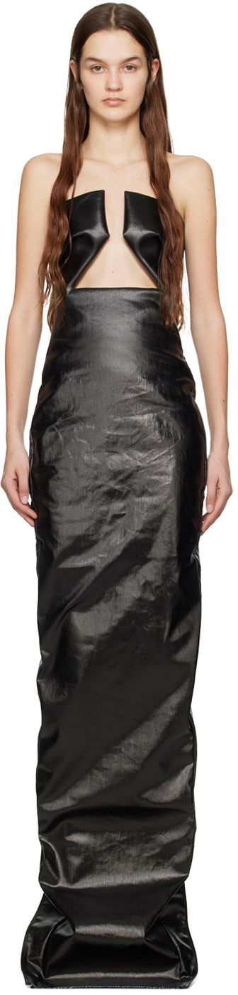 Pокля Rick Owens Lacquered Maxi Dress Черно | RP01C5528 SLQ