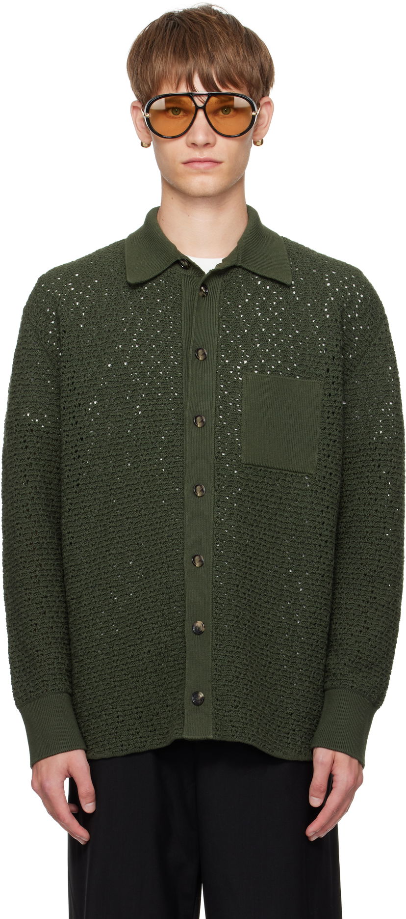 Пуловер Bottega Veneta Bottega Veneta Crochet Cardigan Зелено | 841367V5SP03293