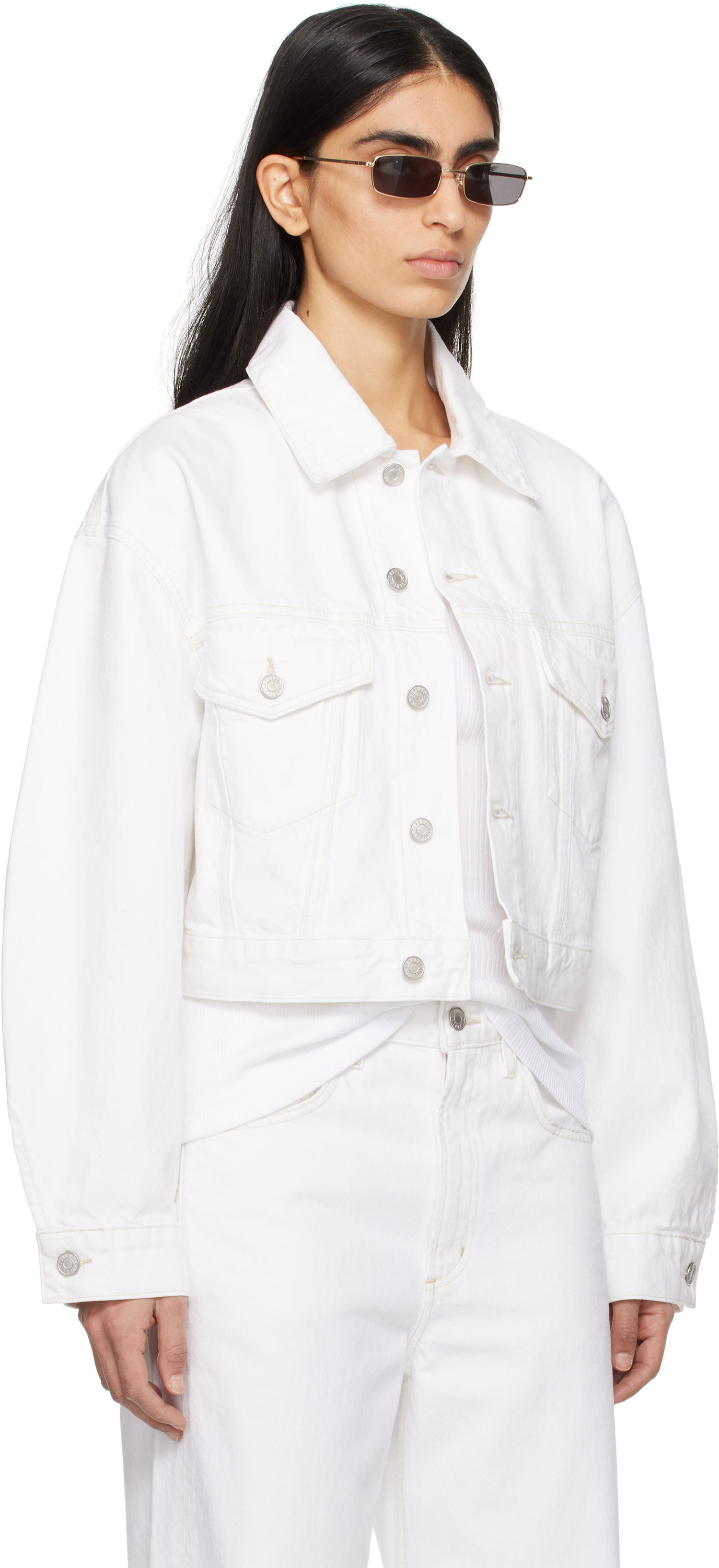 Яке AGOLDE AGOLDE Palmer Cropped Denim Jacket Бяло | A5047-1183, 1