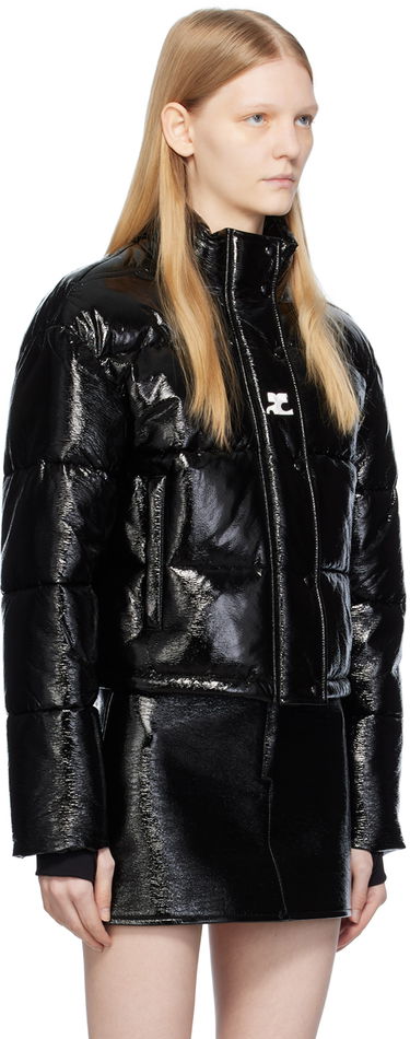 Пухо яке Courrèges Courrèges Embroidered Puffer Jacket Черно | 323CMA106VY0016, 1