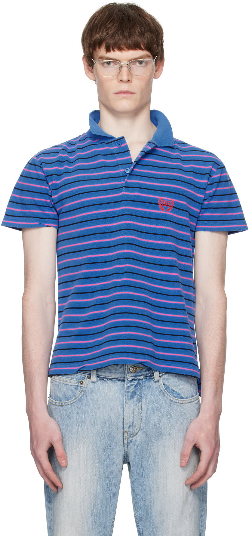 Поло тениска Balenciaga Balenciaga Laurel Classic Fitted Polo Синьо | 833244TSVF74326