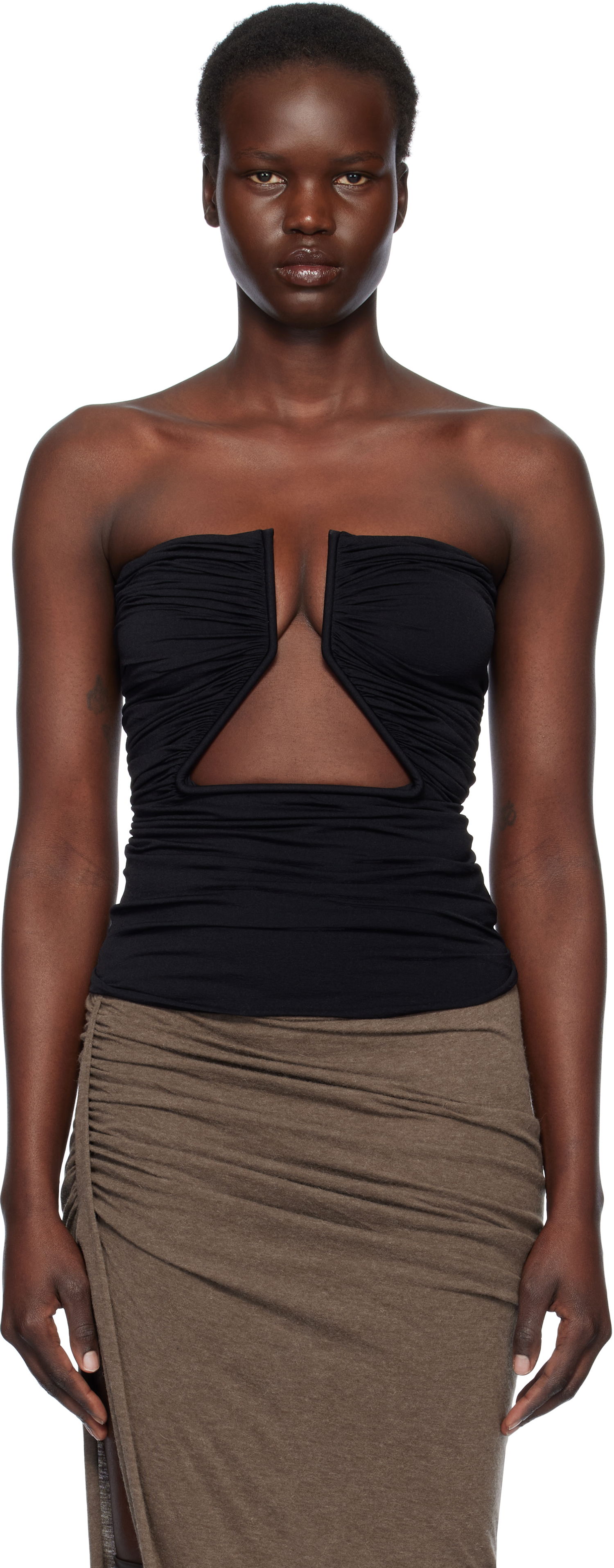 Съкратен топ Rick Owens Rick Owens Hollywood Jersey Prong Camisole Черно | RP01E7124 JN, 0