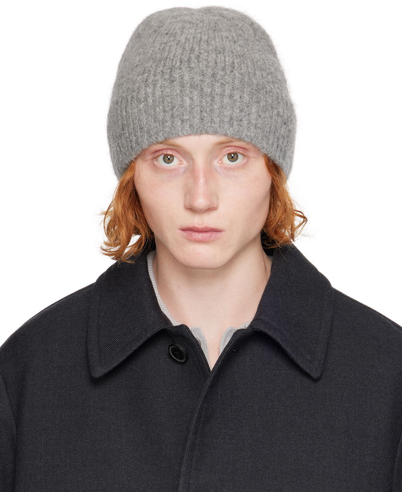 Шапка Dries Van Noten Gray Alpaca & Merino Wool Beanie Черно | 242-021244-9709