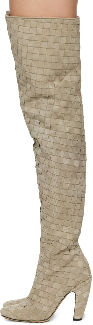 Облекло Bottega Veneta Bottega Veneta Canalazzo Suede Over-The-Knee Boots Бежово | 796555 V4JC0, 2