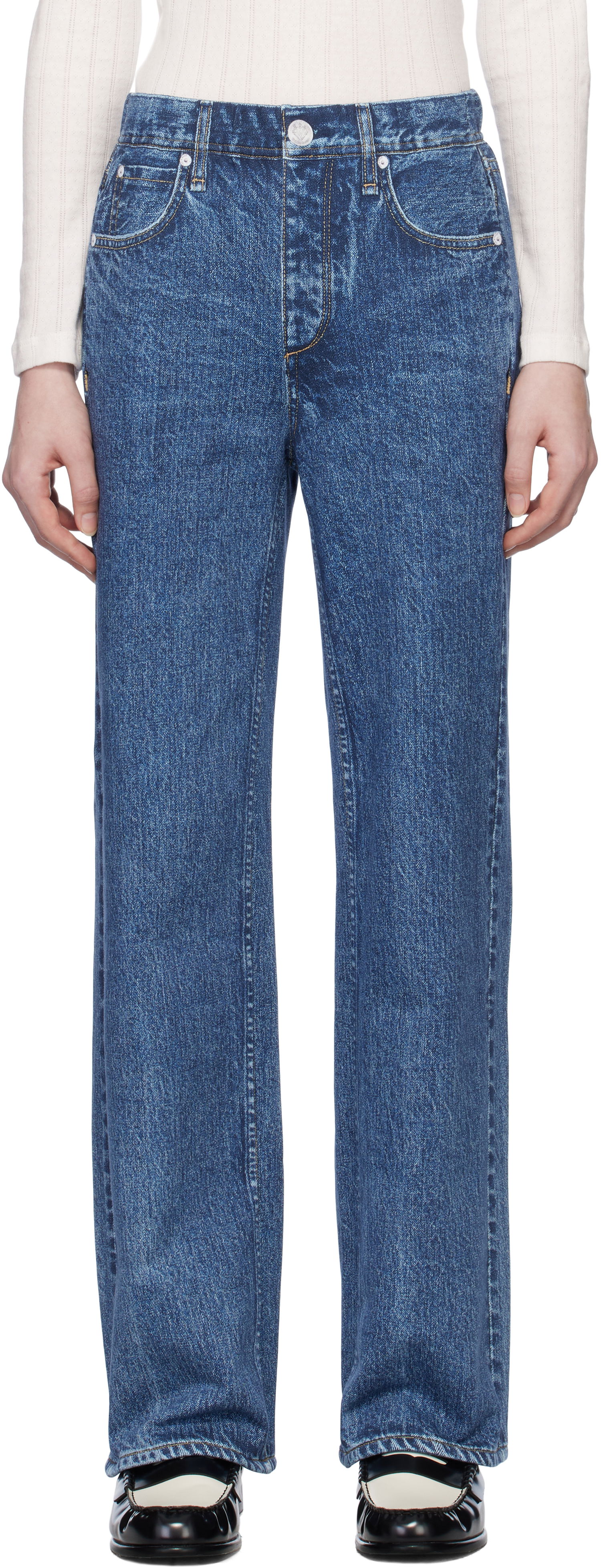 Дънки rag & bone Miramar Wide Leg Fleece Lounge Pants Синьо | WCW24H70058205, 0