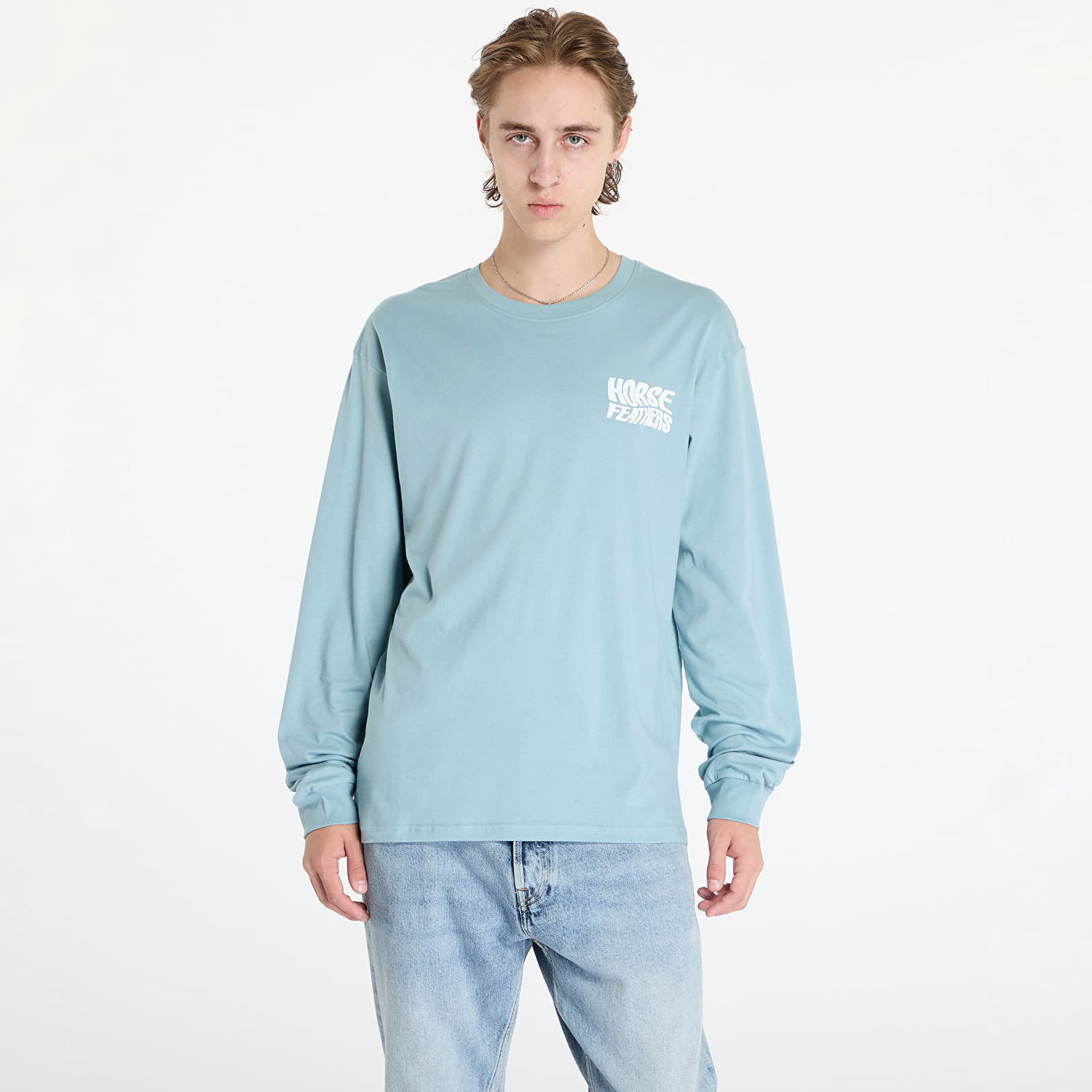Тениска Horsefeathers Distort Long Sleeve T-Shirt Blue Haze M Синьо | SM1364C, 0