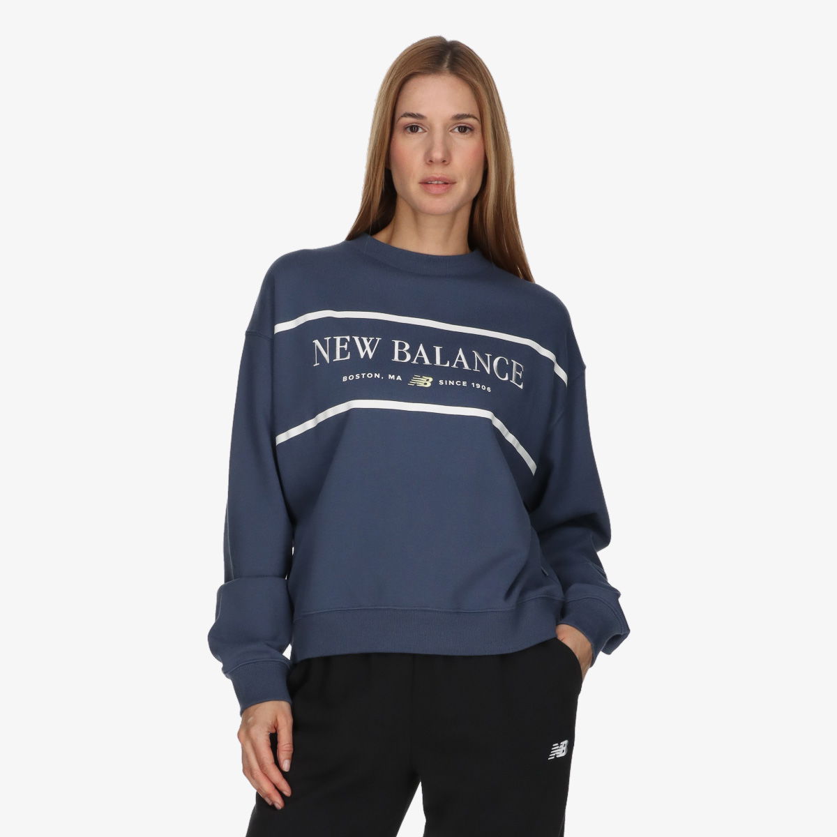 Суитчър New Balance Athletics Crew Sweatshirt Синьо | WT51923-VTI, 0