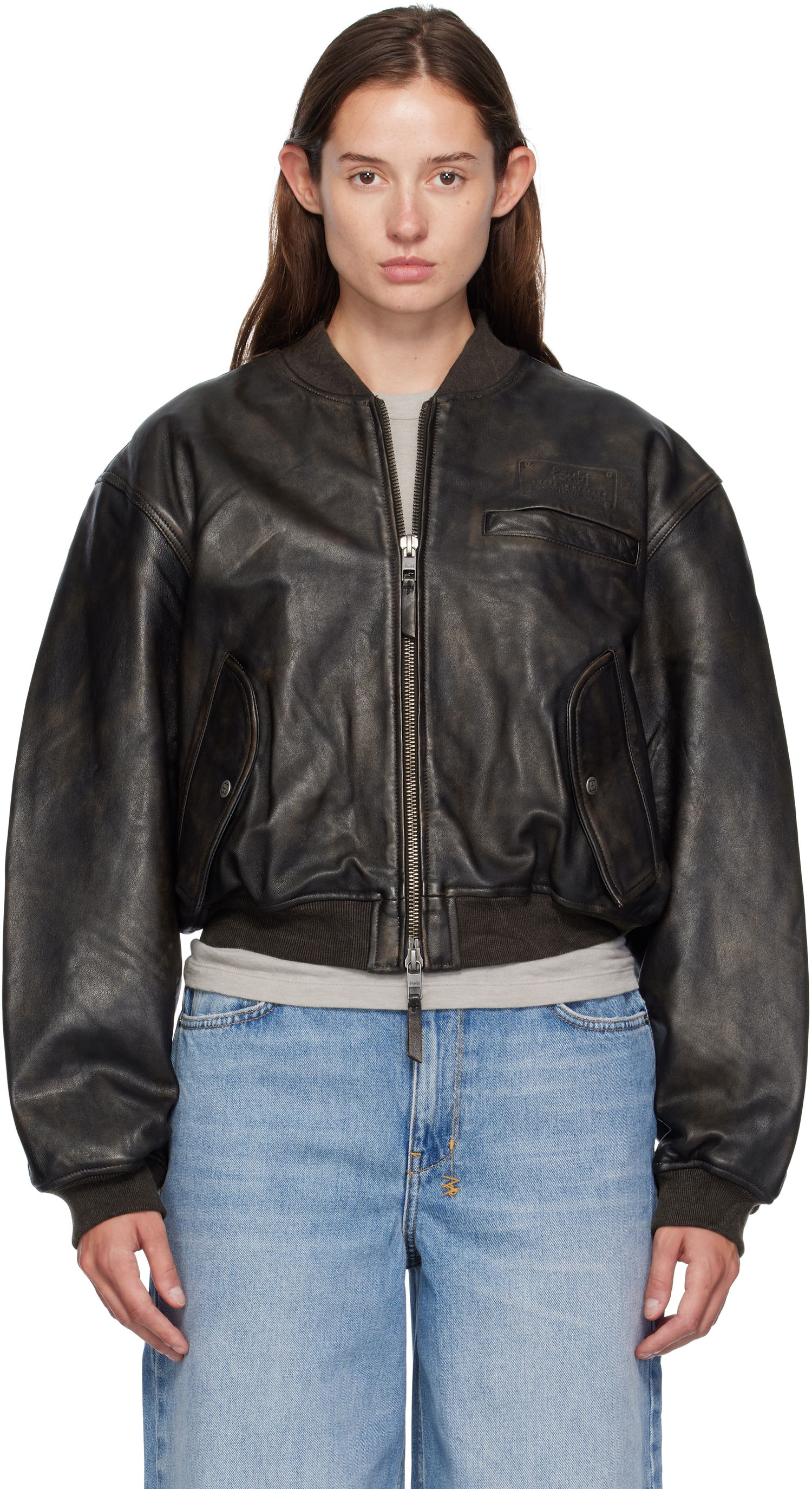 Яке бомбър Ksubi Ksubi Alpha Crop Leather Bomber Jacket Черно | WFA25JK009, 0