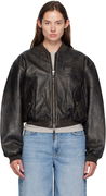 Ksubi Alpha Crop Leather Bomber Jacket