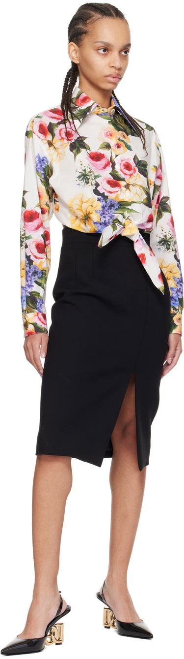 Пола Dolce & Gabbana Dolce&Gabbana Slit Midi Skirt Черно | F4CU7T FUBF1, 3