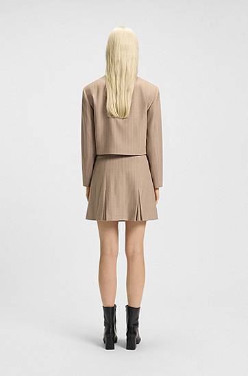 Яке BOSS Relaxed Fit Pinstripe Flannel Blazer Бежово | 50542658, 1