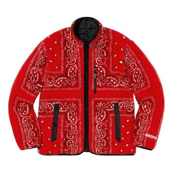 Суитчър Supreme Reversible Bandana Fleece Jacket Червено | SUP-FW19-342
