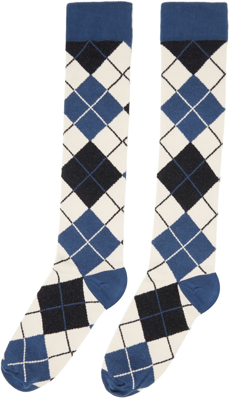 Чорапи Anna Sui Argyle Knee-High Socks Синьо | 624U92, 1
