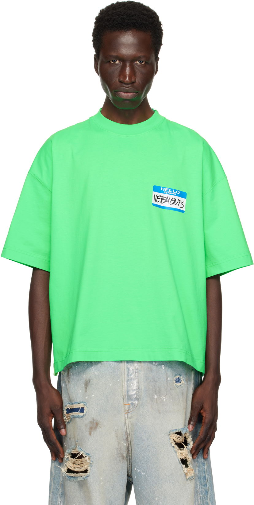 Тениска VETEMENTS 'My Name' Sticker Cropped Boxy T-Shirt Зелено | UA66TR710E