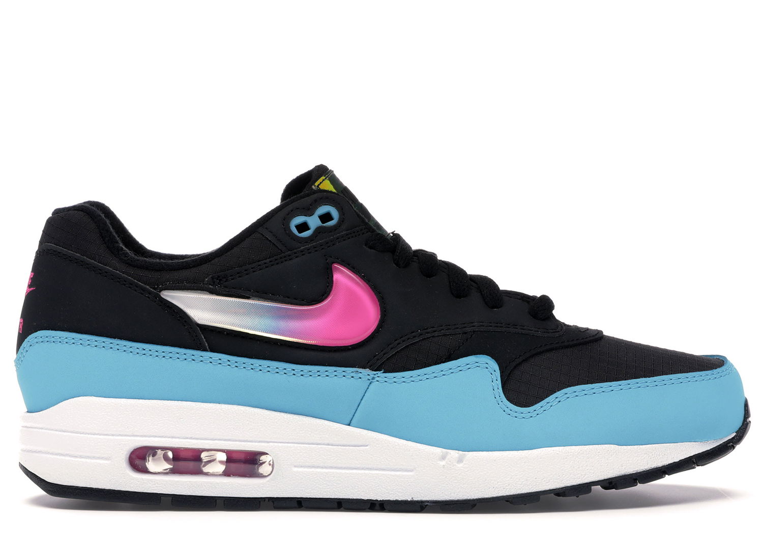 Кецове и обувки Nike Air Max 1 Jelly Swoosh Black Fuchsia Blue Fury Тюркоазено | CI2450-001, 0