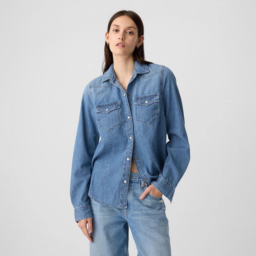 Риза GAP Denim Shirt Medium Wash Синьо | 796264-01