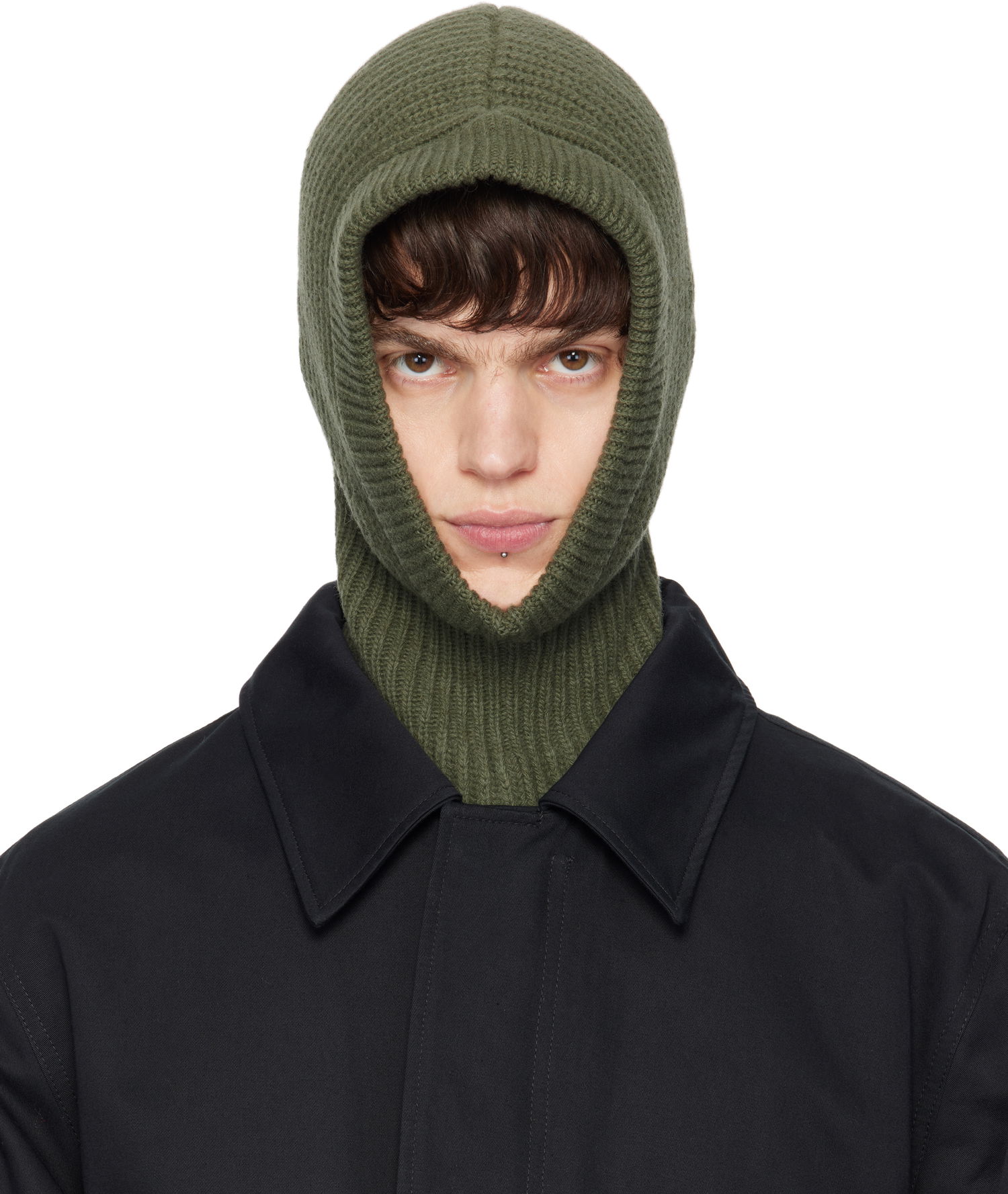 Шапка LEMAIRE Lemaire Lambswool Hooded Balaclava Зелено | AC1147 LK1026, 0