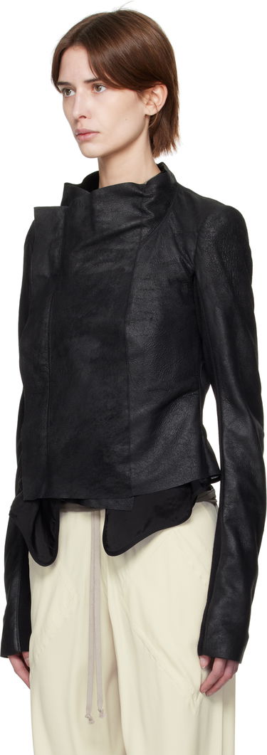 Яке Rick Owens Rick Owens Hollywood Low Neck Biker Leather Jacket Черно | RP01E7702 LBA, 3
