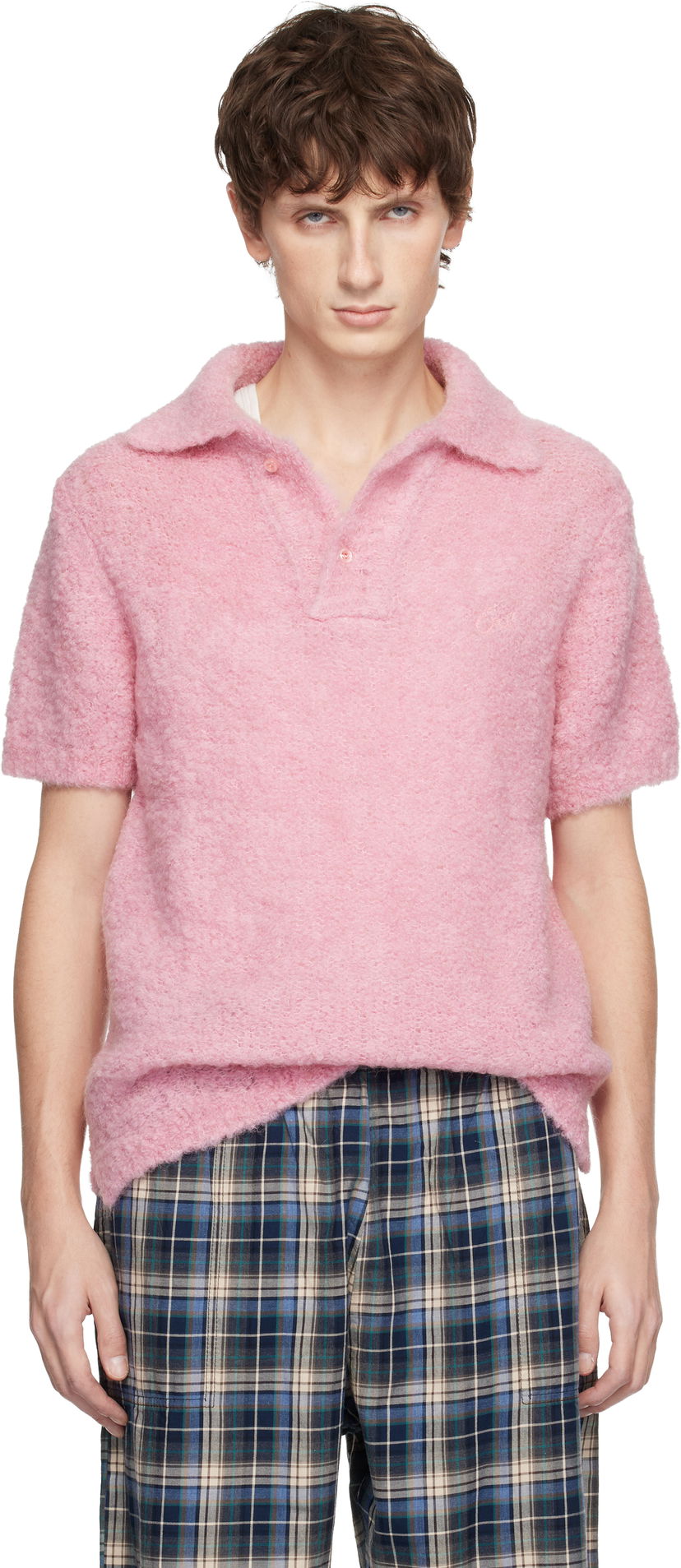 Поло тениска ERL Alpaca Short-Sleeve Polo Розово | ERL11N009