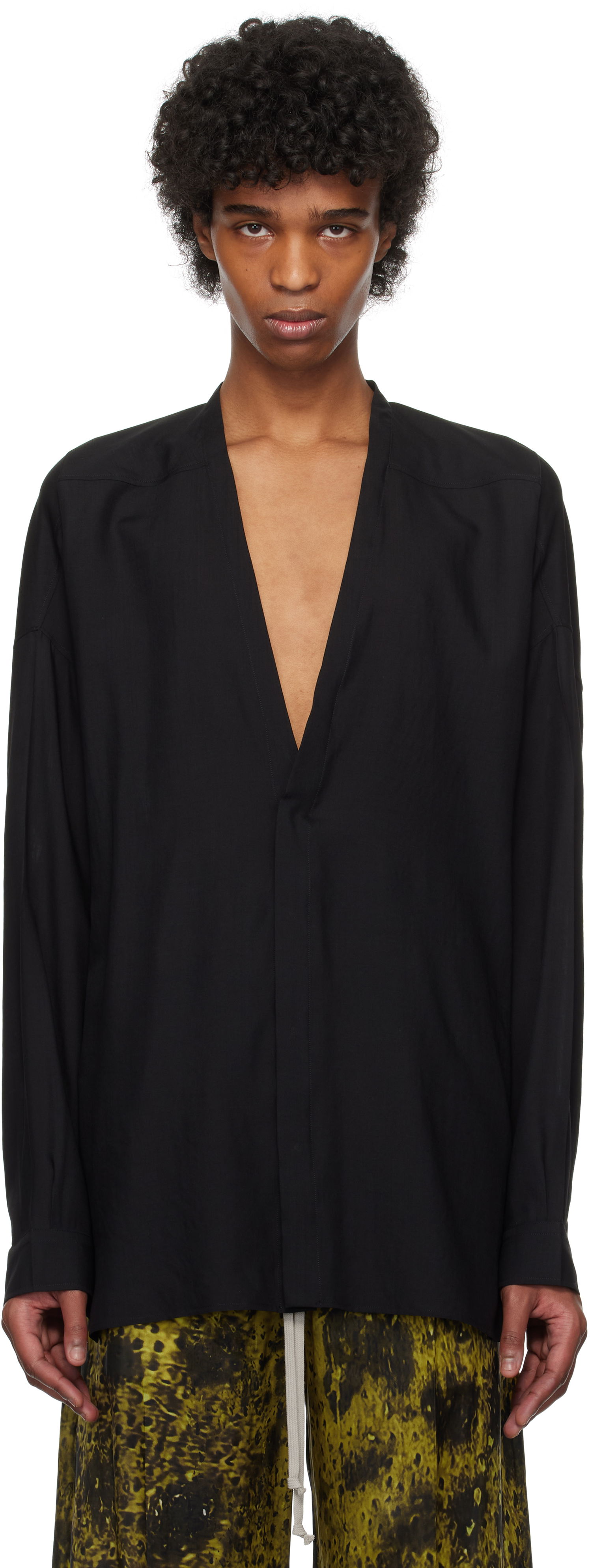 Риза Rick Owens Rick Owens Hollywood Lido Larry Shirt Черно | RU01E5294 WG, 0