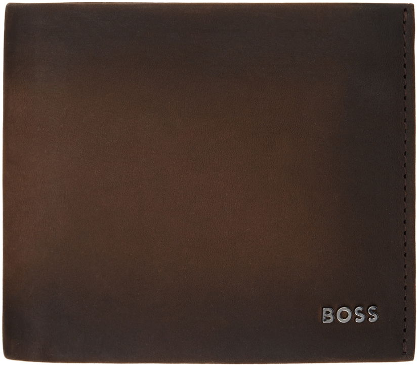 Портфейл BOSS Brown Suede Logo Lettering Wallet Кафяво | 50529592