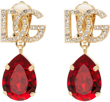 Обеци Dolce & Gabbana Gold & Red 'DG' Crystal Earrings Червено | WEP6S5 W1111, 0