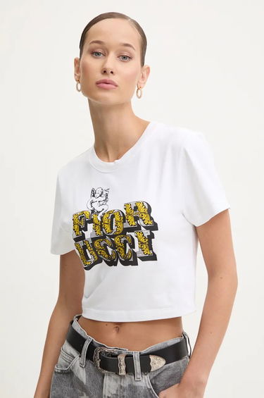 Съкратен топ Fiorucci Cropped Graphic T-Shirt Бяло | W01FMTSH094CJ03WH01, 0