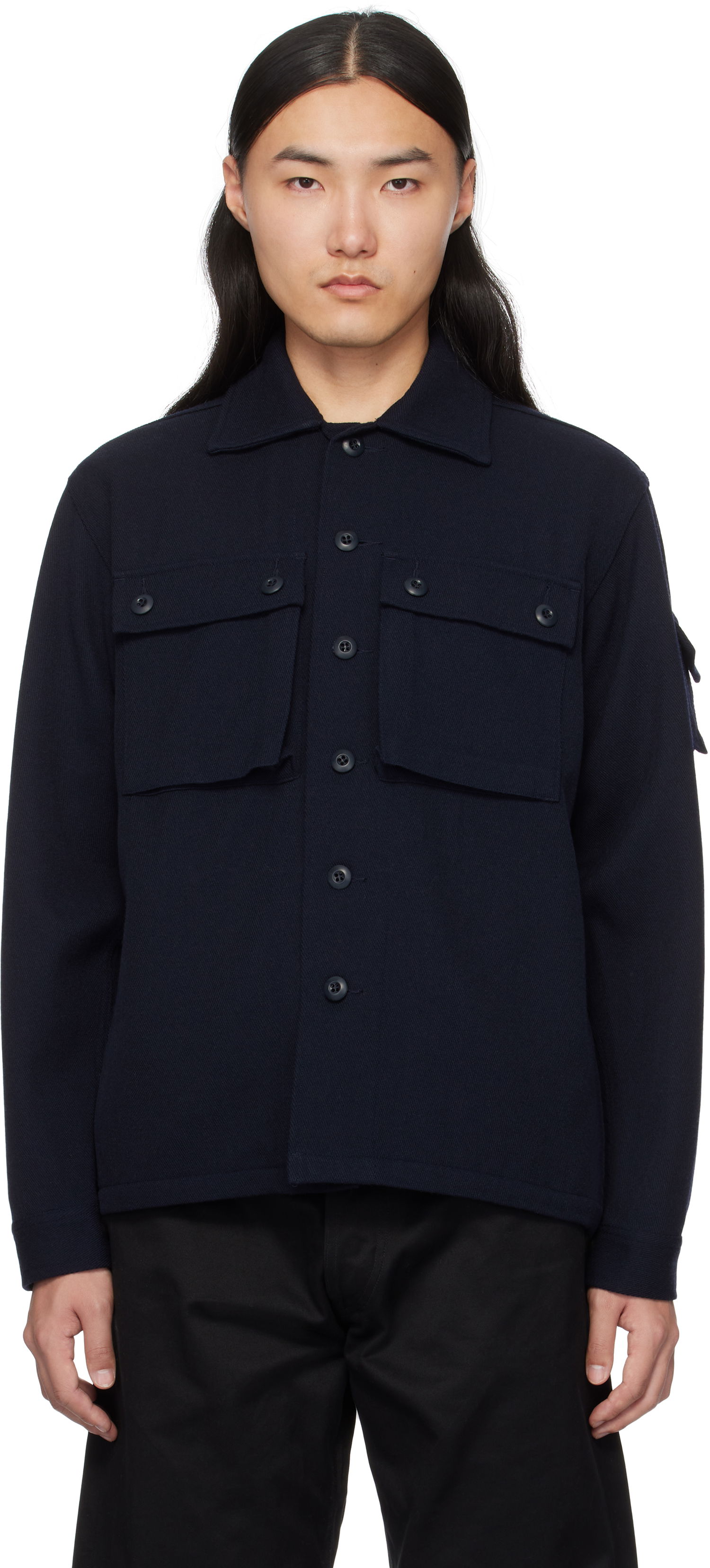 Яке BEAMS BEAMS PLUS Wool Kersey Military Shirt Jacket Тъмно синьо | 38180588791, 0