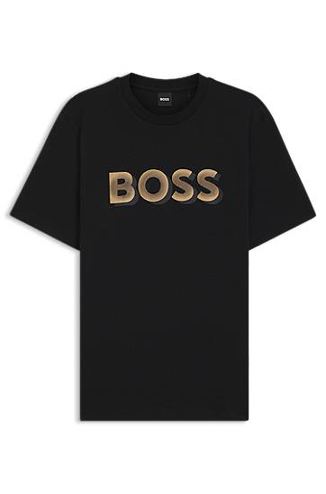 Mercerised-cotton T-shirt with logo artwork
