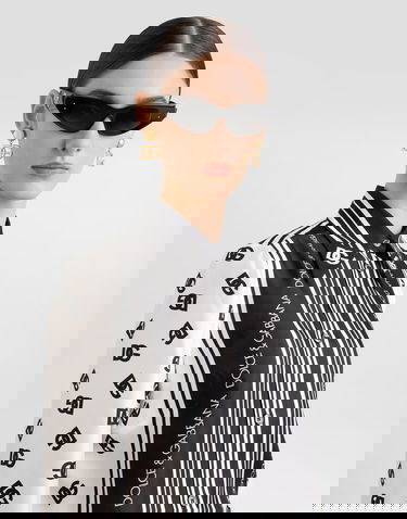 Риза Dolce & Gabbana Dolce & Gabbana Silk Twill Shirt With All-over Logo Черно | F5S48THI1Z6HA9CN, 3